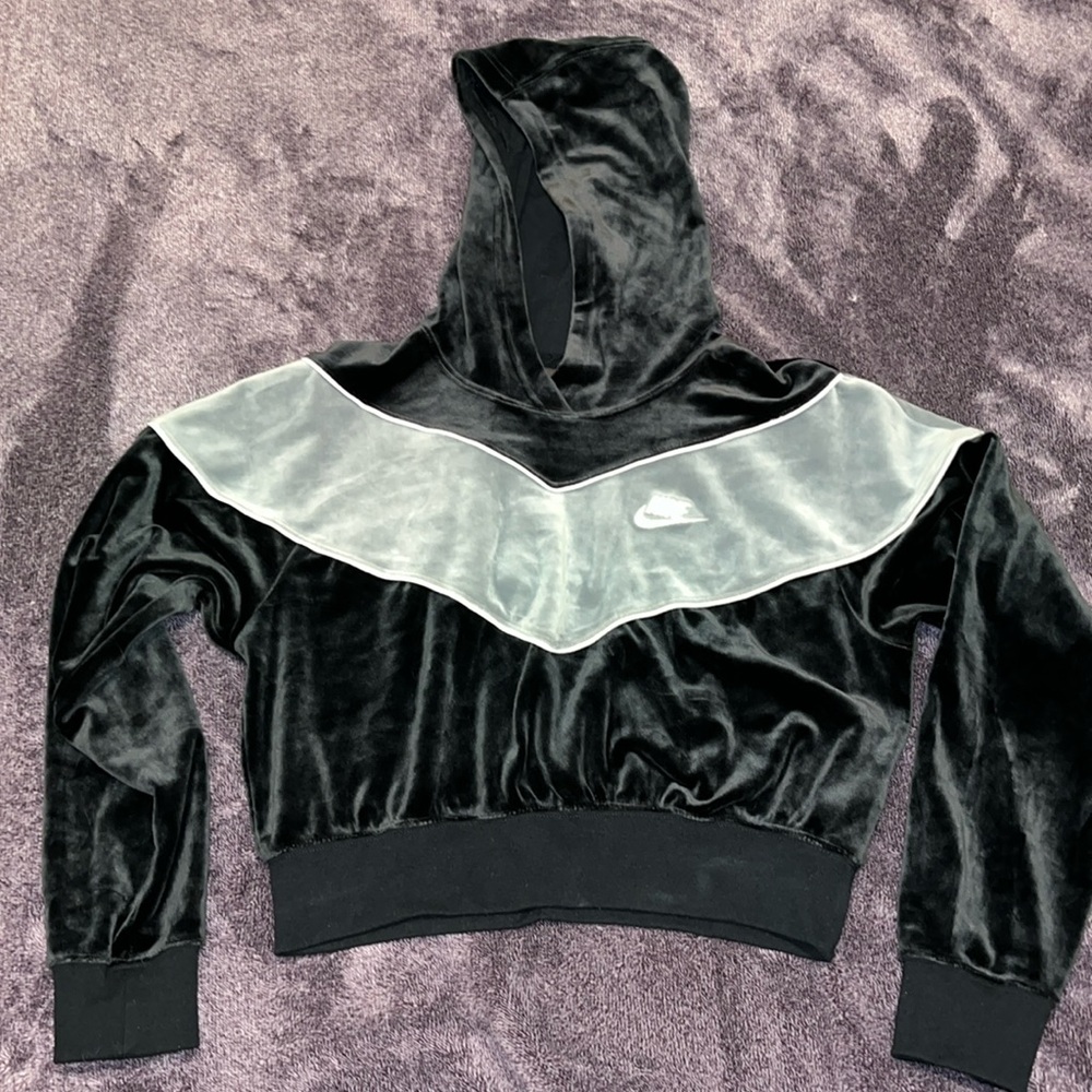 Nike velour colorblock cropped hoodie